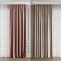 Modern Home Curtain Combination Cream Curtain Milk Tea Curtain Fabric Curtain Curtain 3d model