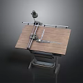 Professional Drafting Table With Wooden Top Metal Stand And Drawing Tools