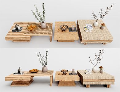 Qui Ji Tea Table Original Wood Tea Table Jewelry Combination 3d model