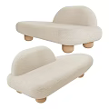 Plush Beige Modern Sofa With Rounded Design And Short Wooden Legs