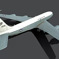 US Air Force Airplane With Four Engines Long Wings Side View Blue Gray White Exterior