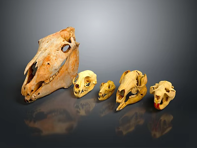 Medical Device Anatomical Animal Skull Models Of Different Sizes For Teaching Purposes 3d model