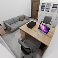 Modern Office Interior With Five Hearts Themed Red Signs Sofa Coffee Table And Desk