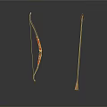 Traditional Archery Weapon Bow And Arrow With Red Decor And Wooden Shaft
