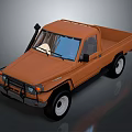 Orange Classic Single Cab Pickup Truck With Black Bumper And White Wheels