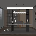 Modern Study Room Interior Design With Built in Bookshelves Wooden Desk And Pendant Lighting