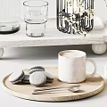 Decorative Ornament Set with White Flower Branches Metal Frame Decor Table Lamp and Vase