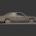 Old Rusty Car Display Model On Platform With Weathered Body And Wheels