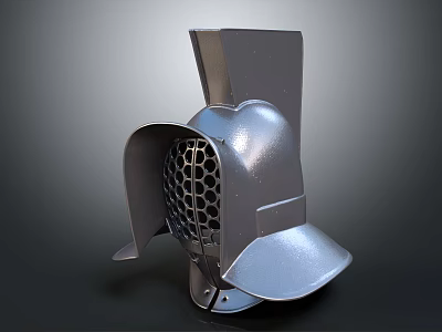Metal Protective Helmet With Grid Visor And Tall Front Plate Design 3d model