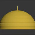 Golden Dome Shaped Traditional Headdress With Intricate Carvings And Top Spike