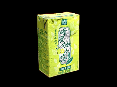 Refreshing Honey Pomelo Tea Carton With Green Packaging And Chinese Characters 3d model