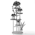 Modern Multi tiered Black Plant Stand With Orange Pots And Green Potted Plants