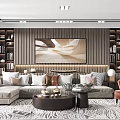 Modern Living Room Interior With Large Artwork Sofa Armchair Coffee Table And Zebra Rug