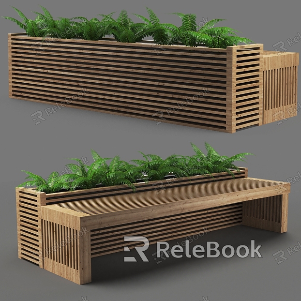 Outdoor Bench Bench Green Plant Outdoor Public Bench Park Bench Leisure Bench model