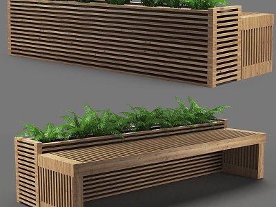 Outdoor Bench Green Plant Outdoor Public Bench Park Bench Leisure Bench model