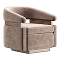 Modern Elegant Single Seater Sofa With Velvet Upholstery Wooden Armrests And Metal Base