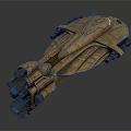 Detailed Interstellar Spaceship 3D Render With Aerodynamic Design And Engine Structure