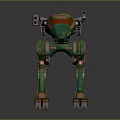 Game and Movie Character Green Orange Robot With Mechanical Legs Cockpit And Weaponry