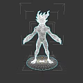 Fiery Headed Game Movie Character With Red White Body Standing On Red Base