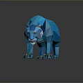 Low Poly Blue Panther 3D Model With Geometric Design And Sharp Claws 3d model