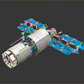 Space Station Model Featuring White Module And Blue Solar Panels Structure