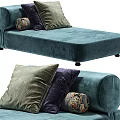 Teal Velvet Chaise Lounge With Multiple Decorative Pillows And Luxury Design