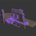 Ancient Stone Gate Scene With Statues And Broken Pavement Structures