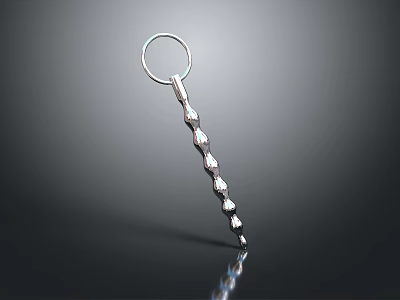 Elegant Silver Keychain With Long Bar And Embedded Shiny Crystals Design 3d model