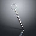 Elegant Silver Keychain With Long Bar And Embedded Shiny Crystals Design