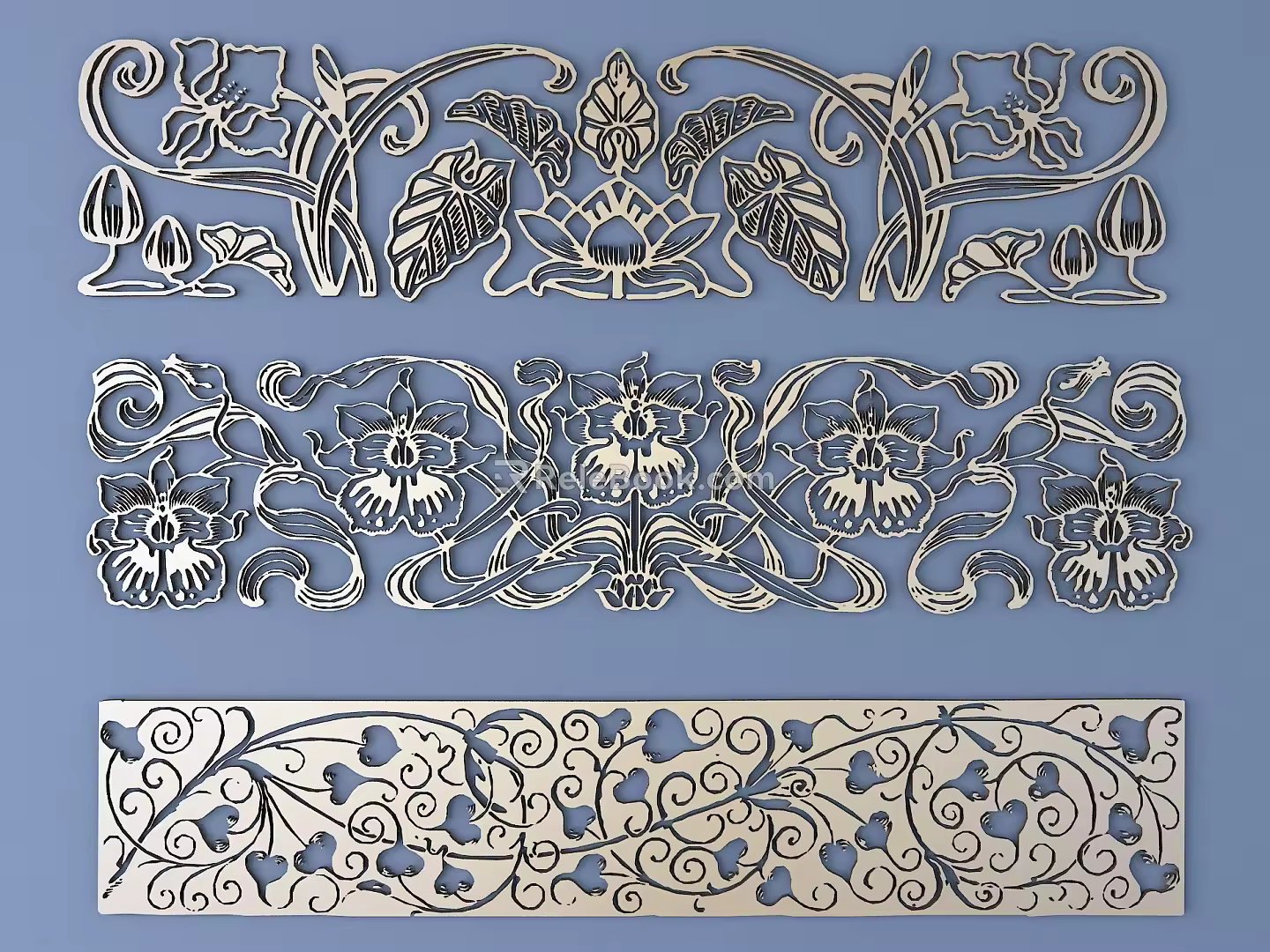 Chinese Carved Metal Carved Ancient Pattern Lace Pattern Component Chinese Element Waist Line 3d model