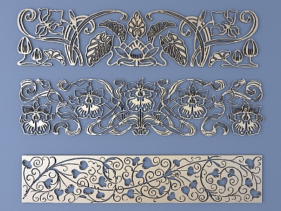 Chinese Carved Metal Carved Ancient Pattern Lace Pattern Component Chinese Element Waist Line 3d model