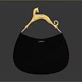 LANTY Black Handbag With Golden Cheetah Shaped Handle And Elegant Design