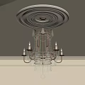 Elegant Gold Frame Chandelier with Crystal Decorations Hanging from Ceiling with Circular Design 3d model