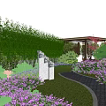 Lush Green Roof Garden with Stone Path Steps Trees and Relaxation Area