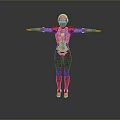White and Blue Robot Game and Movie Character with Futuristic Mechanical Design Standing Pose