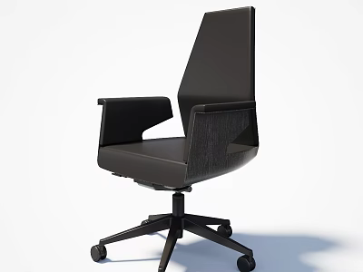 Black Modern Office Chair With Ergonomic Armrests Swivel Casters And Leather Upholstery 3d model