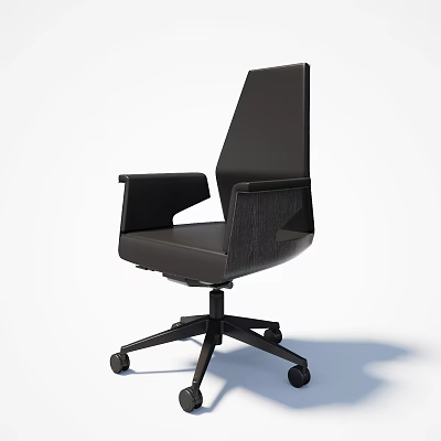 Black Modern Office Chair With Ergonomic Armrests Swivel Casters And Leather Upholstery 3d model