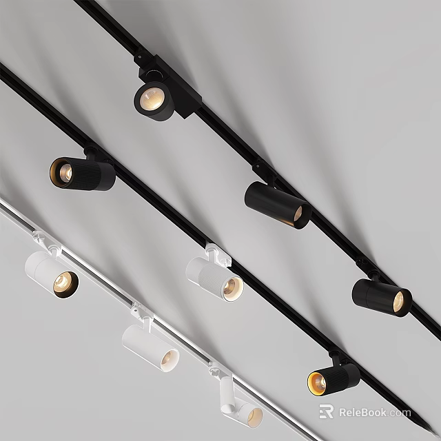 Modern Track Downlights And Spotlights With Black White Design For Indoor Home Lighting 3d model 