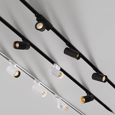 Modern Track Downlights And Spotlights With Black White Design For Indoor Home Lighting 3d model