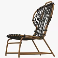 Leisure Chair With Woven Black Rope And Natural Wooden Frame Design