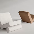 Modern Minimalist Single Sofa in White and Brown Fabric with Simple Design