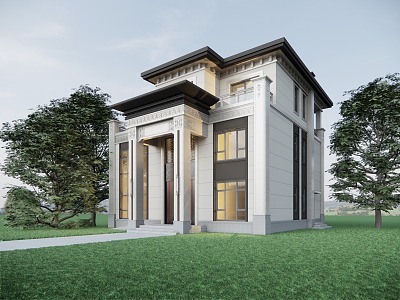 New Chinese style single-family villa single-family villa rural self-built house model