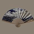 Blue And White Fan Shaped Wall Decor With Traditional Oriental Pattern For Home