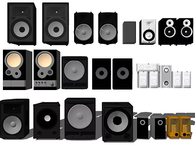 Various Headphones and Speakers With Different Designs For Home Audio Systems 3d model