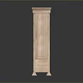 Light Colored Wooden Cabinet with Mirror and Carved Base Details in Traditional Style