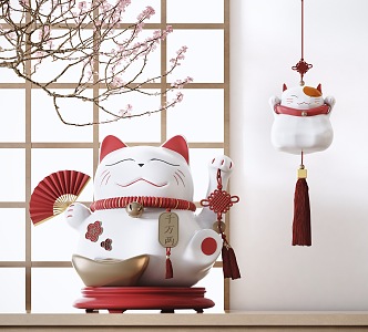 Japanese-style lucky cat lucky cat decorative ornaments 3d model