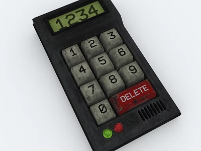 Vintage Electronic Calculator With Digital Display Numeric Keypad Red DELETE Button And Colored Buttons 3d model