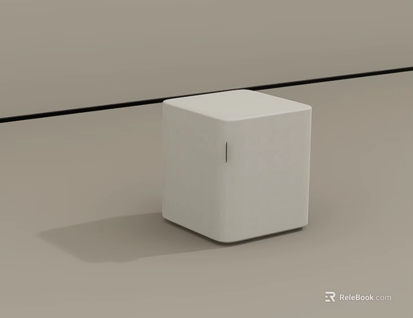 Simple White Cube Shaped Stool For Modern Minimalist Interior Design Ideas 3d model