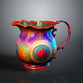 Colorful Decorative Pitcher With Floral Patterns And Vibrant Intricate Design For Home Living Accessories