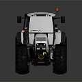 Modern White Gray Agricultural Tractor With Large Tires And Red Light Design